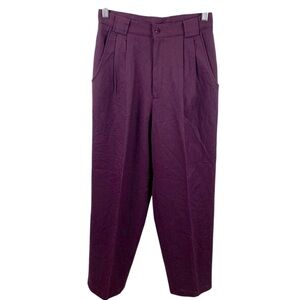 Vintage Savannah Purple Wool Pleated Barrel Leg High Rise Trousers Pants sz XS